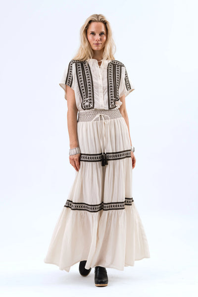 Lollys Laundry MyaLL Shirt - Embroidered Mocha