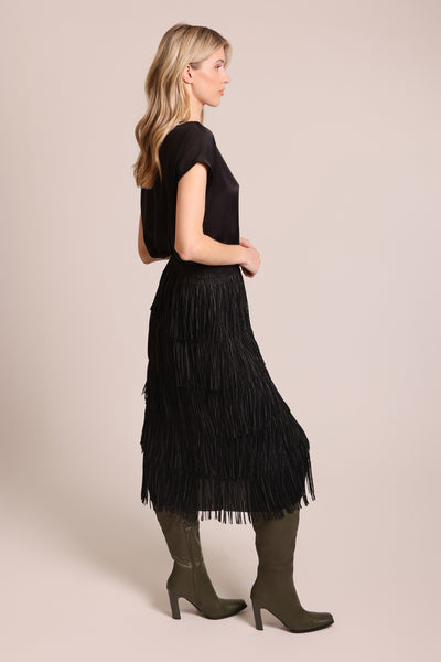 Traffic People Gloria Fringed Skirt - Black
