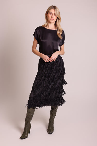 Traffic People Gloria Fringed Skirt - Black