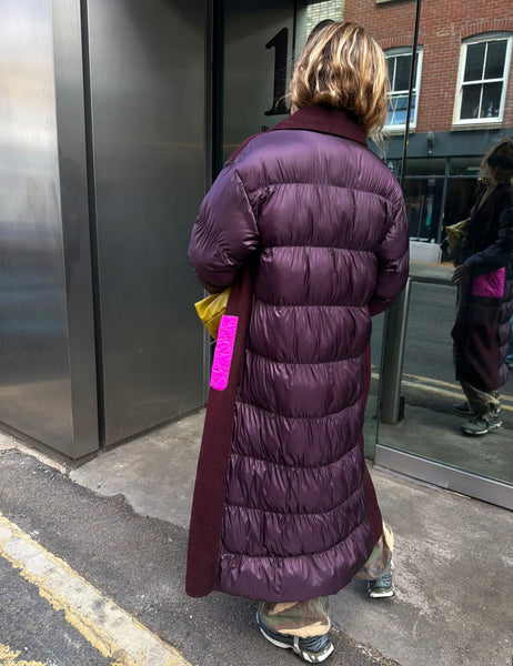 Never Fully Dressed Burgundy Quilted Wool Coat