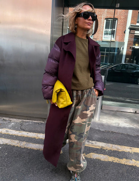 Never Fully Dressed Burgundy Quilted Wool Coat