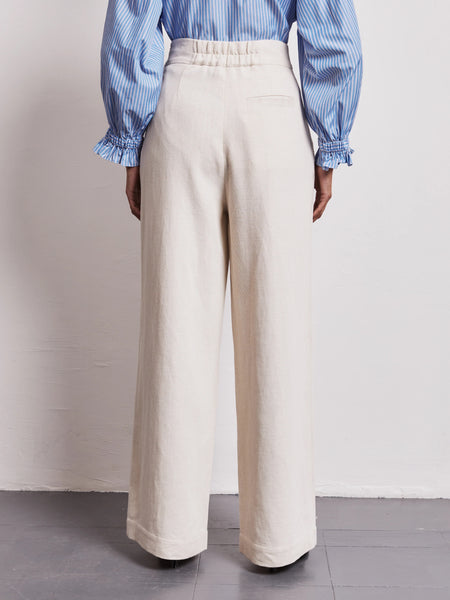Vivere Nellie High Waisted Palazzo Trouser - Ecru