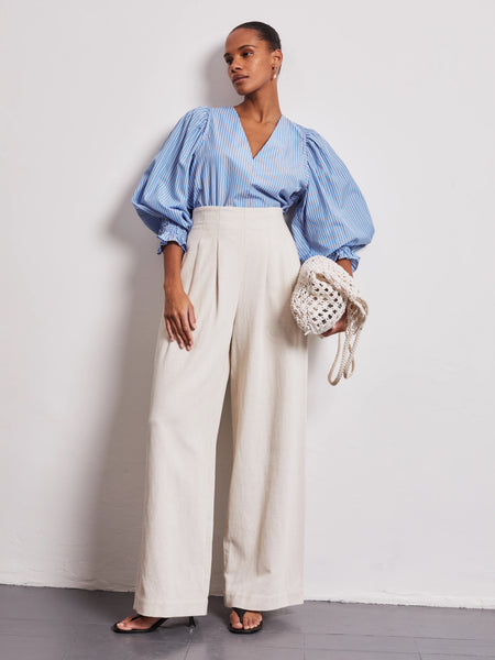 Vivere Nellie High Waisted Palazzo Trouser - Ecru