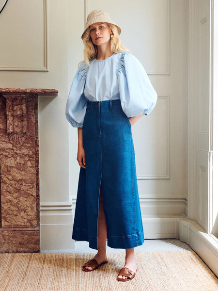 Vi.ve.re Puff Sleeve Blouse - Light Blue