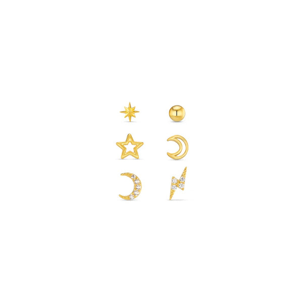 Orelia Jewellery Celestial Stud Pack Ear Party - Gold