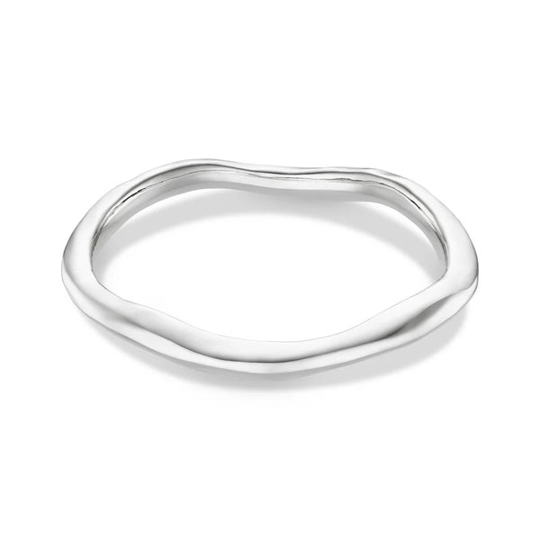 Orelia Jewellery Polished Hammered Bangle - Silver