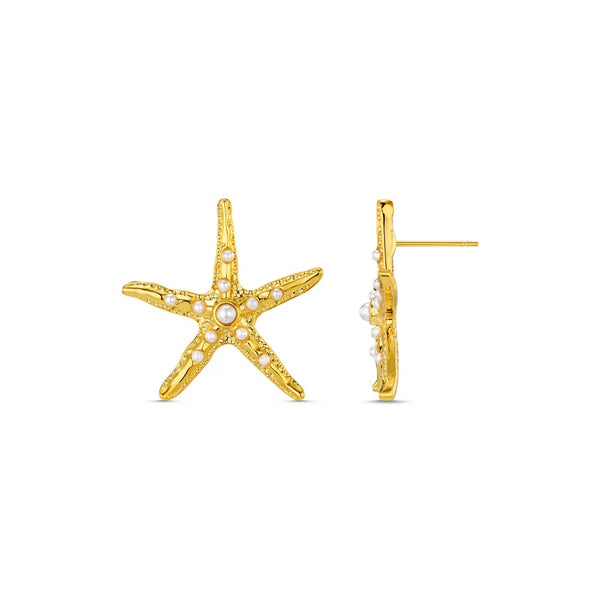Orelia Statement Embellished Starfish Stud Earrings - Gold