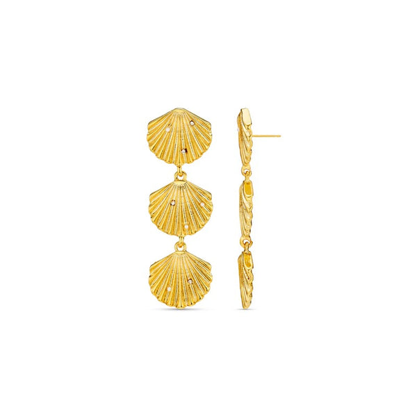 Orelia Statement Embellished Shell Drop Earring - Gold