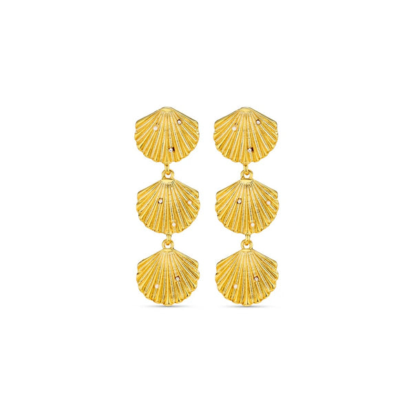 Orelia Statement Embellished Shell Drop Earring - Gold