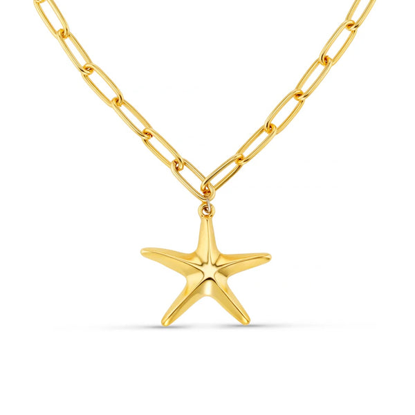 Orelia Statement Polished Starfish Chain Necklace - Gold