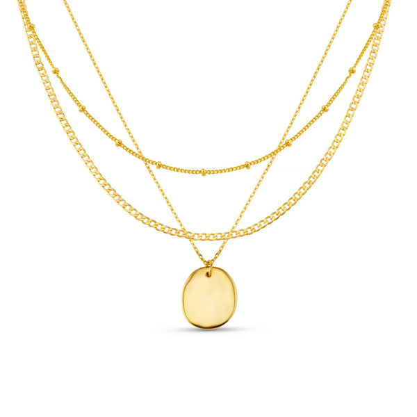 Orelia Jewellery Polished Molten 3-Row Necklace - Gold