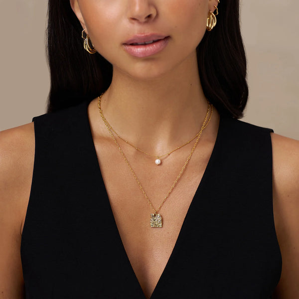 Orelia Jewellery Molten Square Charm Necklace - Gold