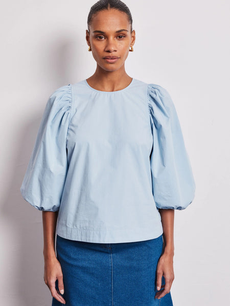 Vi.ve.re Puff Sleeve Blouse - Light Blue