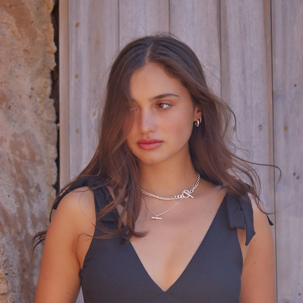 Orelia Jewellery LUXE Flat Curb T-Bar Necklace - Silver