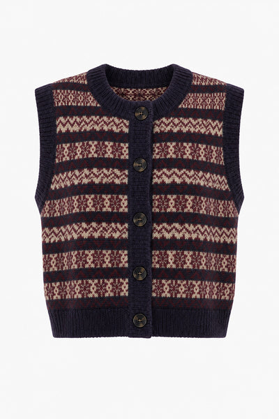 Orfeo Aliena Fairisle Knitted Vest - Navy