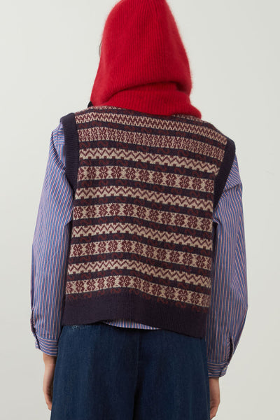 Orfeo Aliena Fairisle Knitted Vest - Navy
