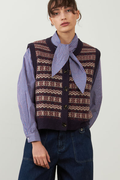 Orfeo Aliena Fairisle Knitted Vest - Navy