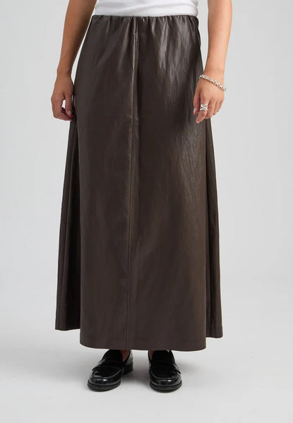Peppercorn PCSage Pleather Maxi Skirt - Java Brown