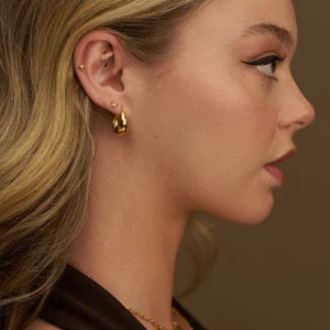 Orelia Jewellery Polished Domed Taper Hoop Earrings - Gold
