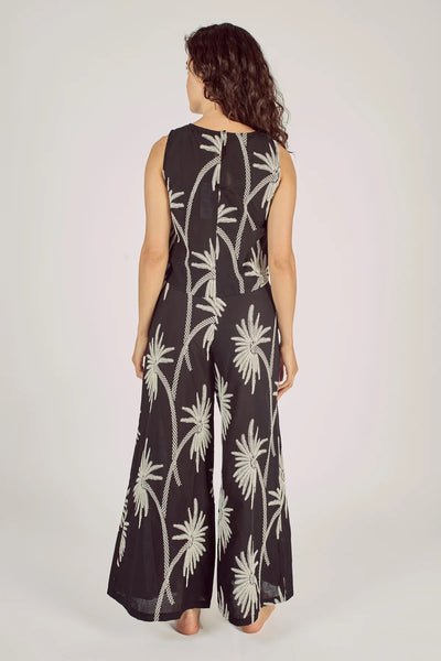 Traffic People Wide Boy Trousers - Black Embroidered