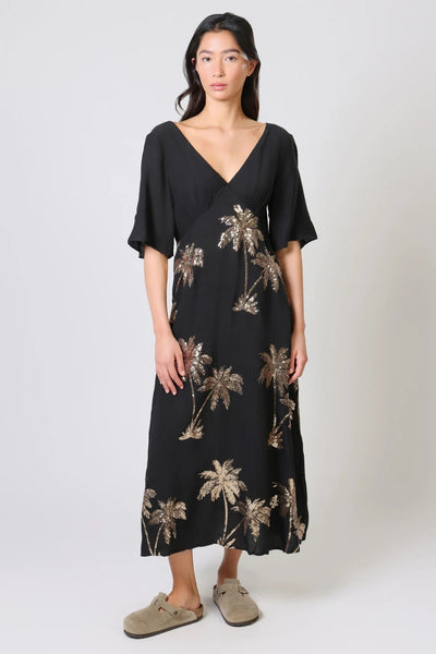Traffic People Blythe Maxi Dress - Palms of Gold (black)