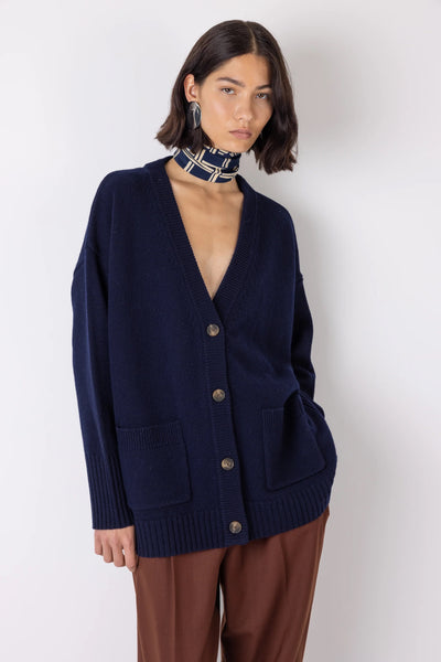 Vi.ve.re Myrtle Long Knitted Cardigan - Navy