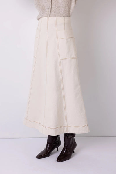 Vi.ve.re Molly Denim Skirt - Ecru