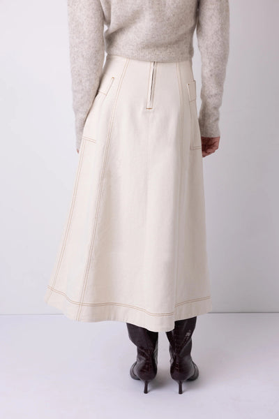 Vi.ve.re Molly Denim Skirt - Ecru