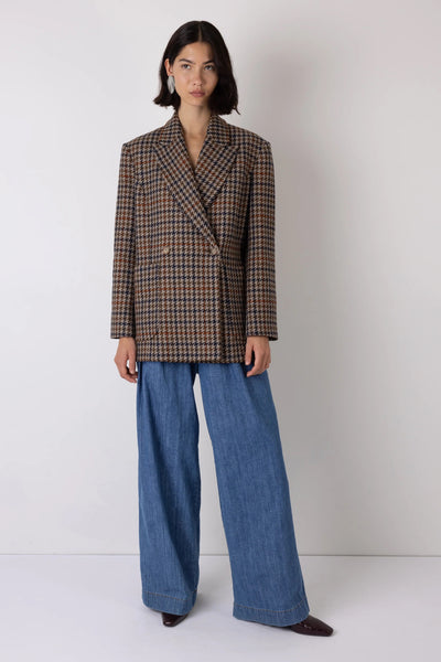 Vi.ve.re Wilma Checked Wooly Blazer - Brown