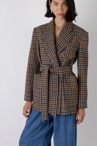 Vi.ve.re Wilma Checked Wooly Blazer - Brown