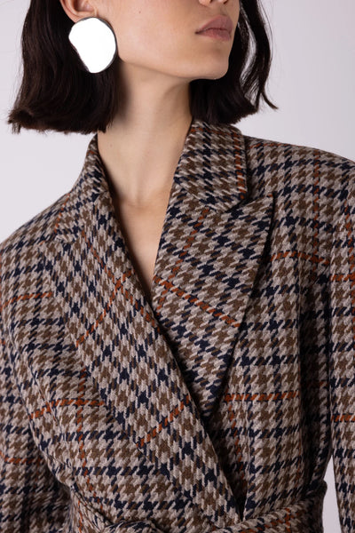 Vi.ve.re Wilma Checked Wooly Blazer - Brown
