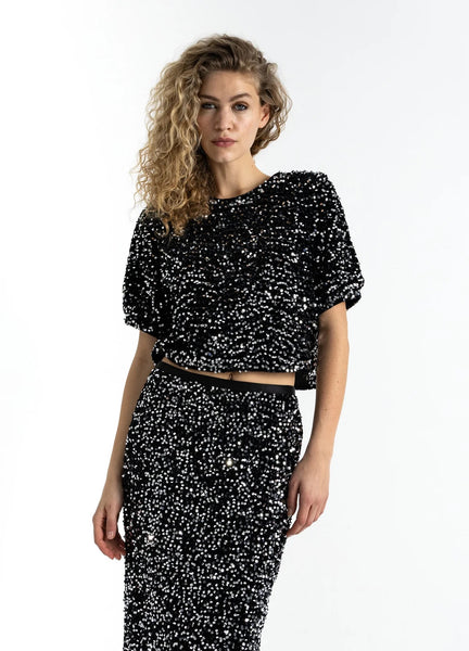 Coster Copenhagen Sequins Jacket with Ribbons Black