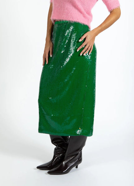 Coster Copenhagen Sequins Skirt - Lush Green