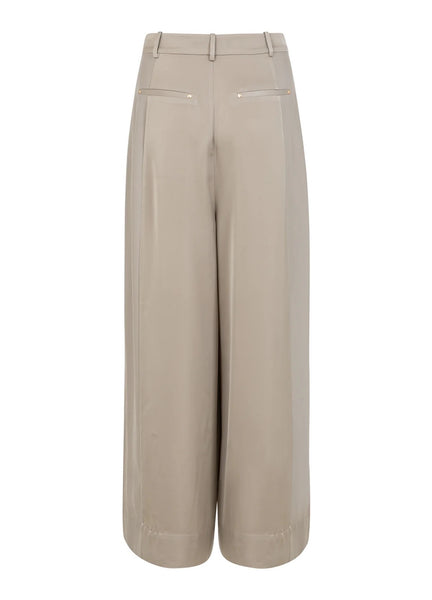 Coster Copenhagen Shiny Wide Leg Trousers Petra Dit - Grey Sand