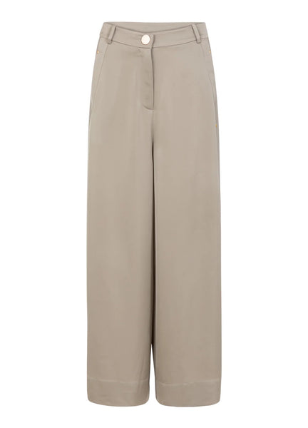 Coster Copenhagen Shiny Wide Leg Trousers Petra Dit - Grey Sand