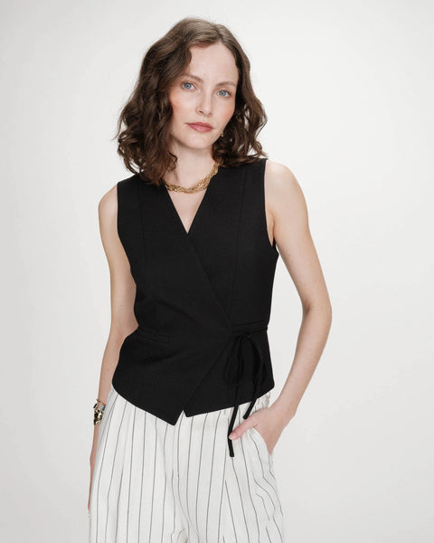 Grace & Mila Vilmont Tie Vest - Black
