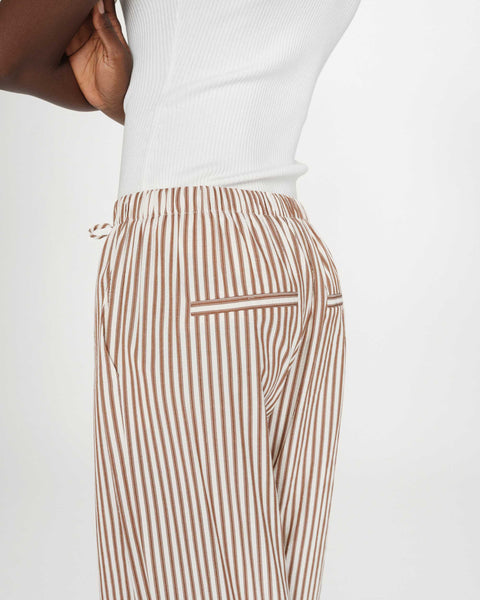Grace & Mila Volute Stripes Wide Leg Trousers - Mocha