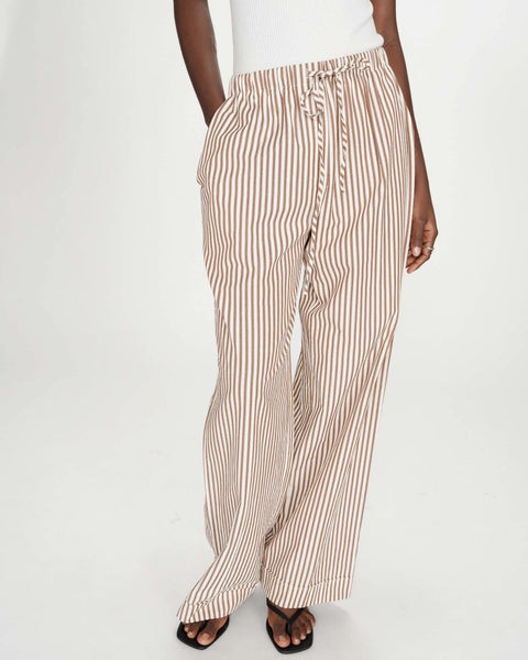 Grace & Mila Volute Stripes Wide Leg Trousers - Mocha