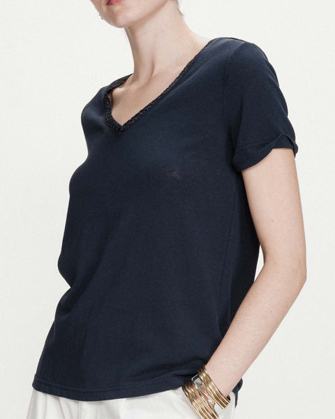 Grace & Mila Vasco V Neck T-Shirt - Marine