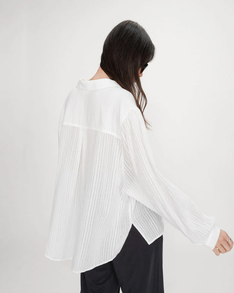 Grace & Mila Vibes Oversized Cotton Shirt - Ivoire