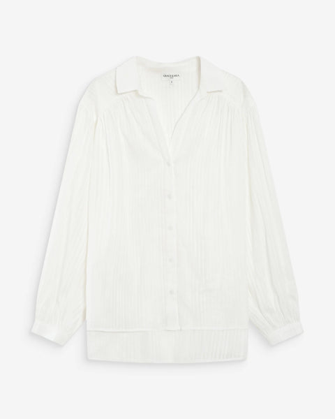 Grace & Mila Vibes Oversized Cotton Shirt - Ivoire