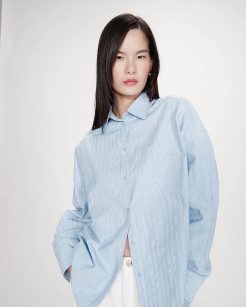 Grace & Mila Valerie Oversized Stripe Shirt - Bleuet