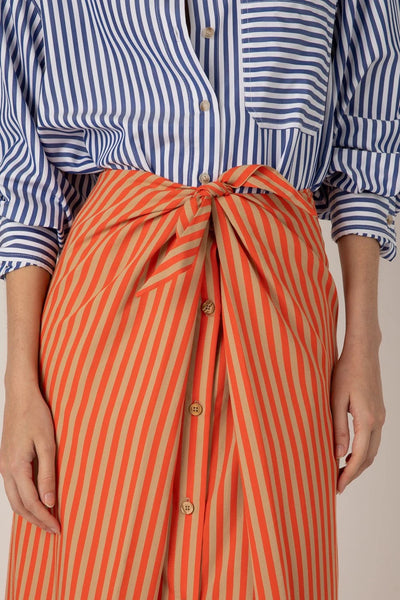 VI.VE.RE Albane Tie Front Skirt - Orange/Sand