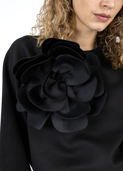 Coster Copenhagen Sweatshirt with Scuba Rose - Black