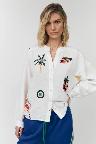 Lollys Laundry ScottieLL Embroidered Blouse - Creme