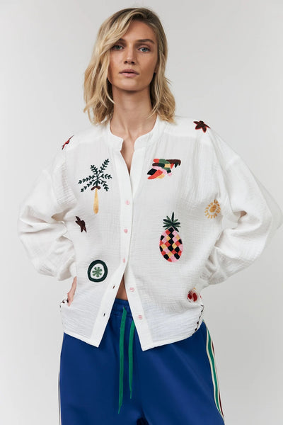 Lollys Laundry ScottieLL Embroidered Blouse - Creme
