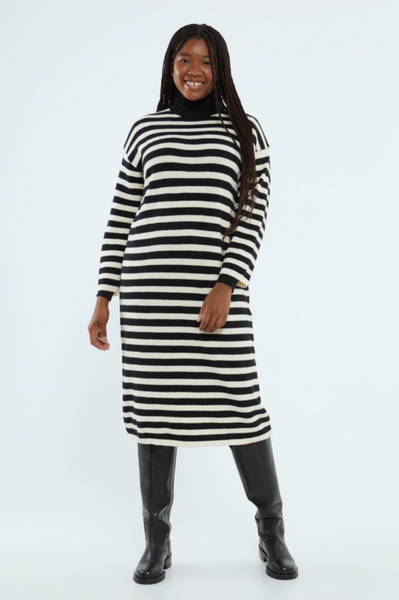 Compania Fantastic Stripe Knitted Dress - Black/White