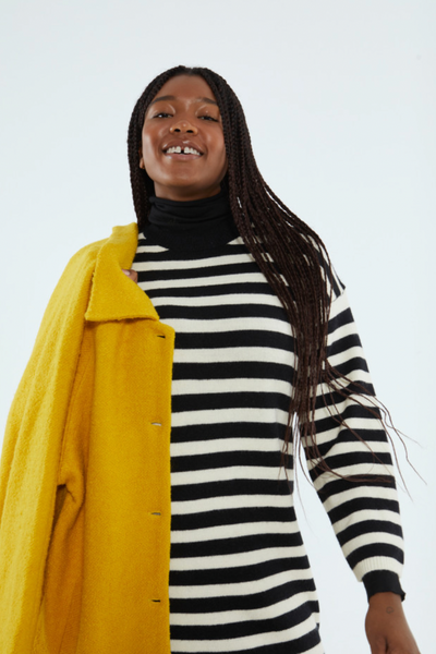 Compania Fantastic Stripe Knitted Dress - Black/White