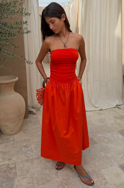 Never Fully Dressed Lola Mid-axi Dress - Tomato