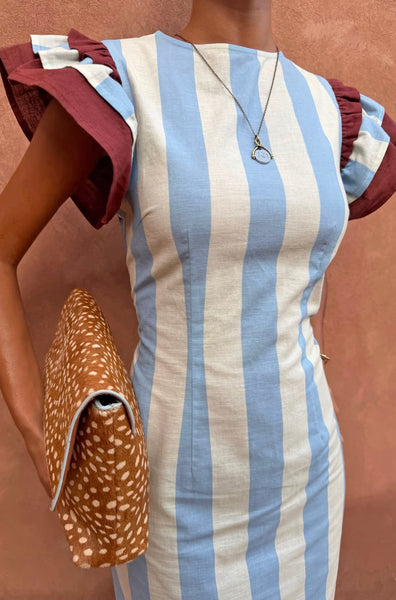 Never Fully Dressed Stripe Alena Midi Dress - Blue Stripe